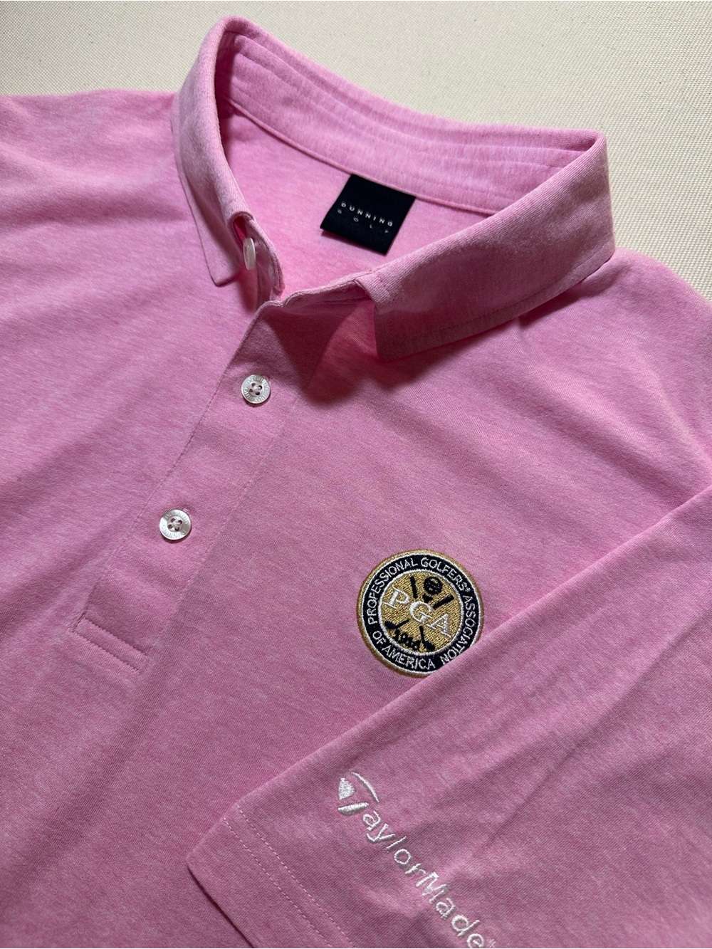 Dunning Golf Men’s Pink Golf Polo x TaylorMade & PGA